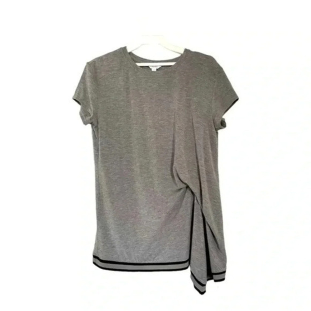 Calvn Klein asymetric gray t-shirt elastic contrast hem size XS EUC